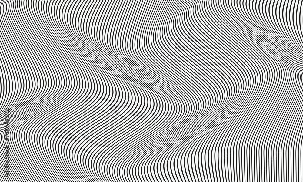Poster abstract geometric vertical black wave line pattern.