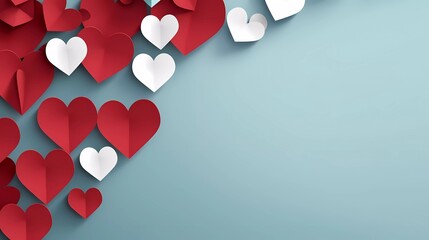 Background with paper cut hearts and copy space, valentine's day concept. generative ai