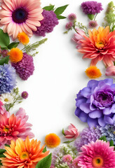Tablet shot image of big border frame of multiple fresh flowers
