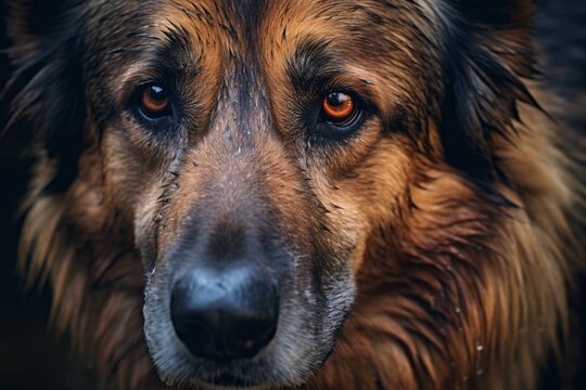 a German Shepherd dog dangrous and hungry look