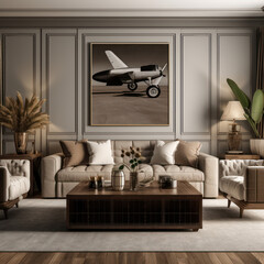 white living interior with  cream color sofa beige color theme 
