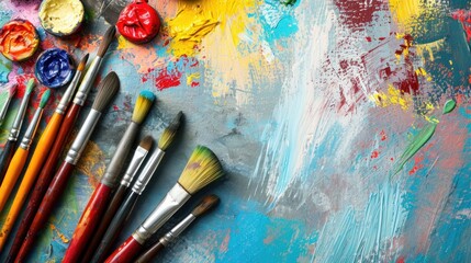 Obraz premium Art school advertisment background with copy space