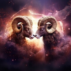 a couple of rams standing next to each other