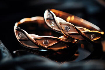 Golden Wedding Bands with Elegant Design.