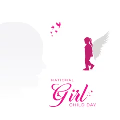 Deurstickers national   girl   child   day   poster    celebration.. concept. banner. template. design, Happy, Children’s   Day   Holiday, concept   Girl, Child   International Day, banner, card,  post, with text  ©  MeteAz co.