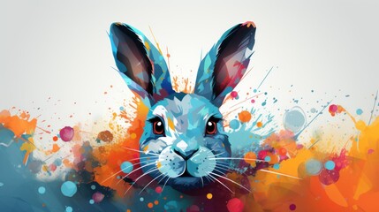 Fototapeta na wymiar Easter bunny full color illustration with space to write. AI generated