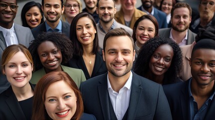 Dynamic teamwork: A successful creative business team looks at the camera and smiles.