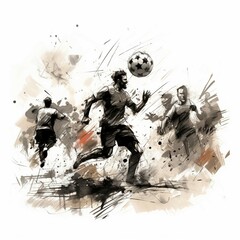 a painting of a man kicking a soccer ball