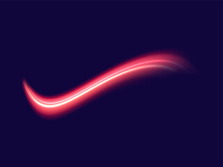 Abstract red color wave light effect vector illustration. Magic orange luminous glow design element on dark background, orange and yellow luminosity, abstract neon motion glowing wavy lines
