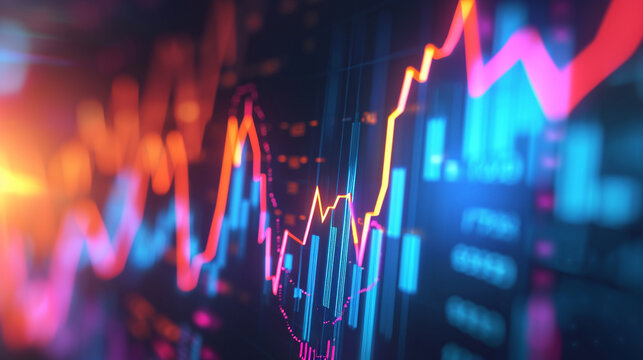 Skyrocketing Stocks A dynamic graph showing stocks soaring upwards, symbolizing rapid investment growth Ideal for financial reports or investment firm advertisements