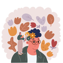 A man and a woman in silhouette with gears or cogs working in their brains