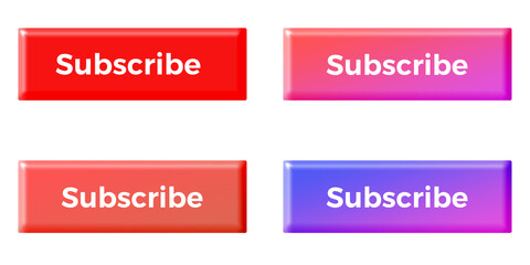Set of Subscribe Buttons on white background
