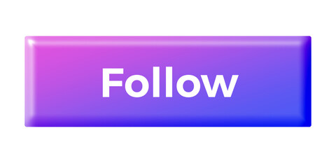 purple 3d follow button with a text