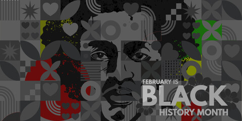 Black history month banner. Vector illustration - obrazy, fototapety, plakaty