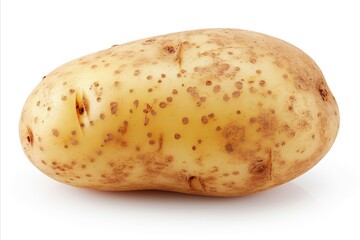 Fresh uncooked potato on white background   perfect for advertisements, packaging, and labeling