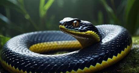 snake in jungle, close up look macro photography  - obrazy, fototapety, plakaty
