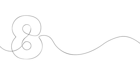 A number eight drawing in one line. Number eight vector icon.