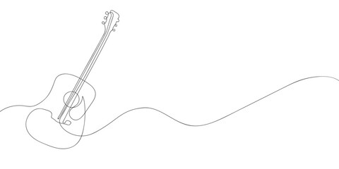 A guitar drawing in one line. Guitar vector icon.