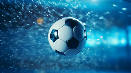 Naklejka premium soccer ball on blue background