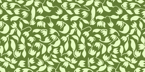 Green concept geometric background with floral and leaf pattern elements.