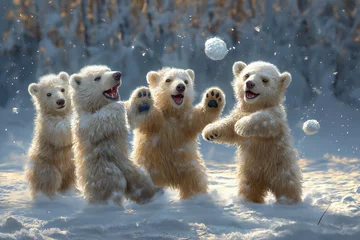 Foto op Canvas Cute white polar bears group ©  Ellipse