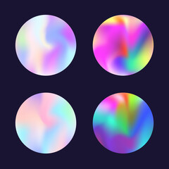 Hologram abstract backgrounds set. Holographic gradient.