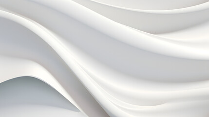 A seamless abstract white texture background featuring elegant swirling curves in a wave pattern, set against a bright white fabric material background.