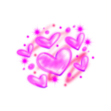 Naklejki Valentine day Vintage love background design hand drawn airbrush style, suitable for tshirt and apply your lettering name, isolated on white background Y2k and bootleg scene.