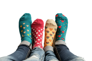 Cute Couples Socks Set on transparent background PNG AI generated