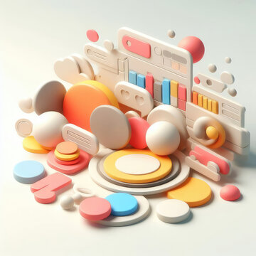 Web Interface Development. 3D Cartoon Clay Illustration on a light background.