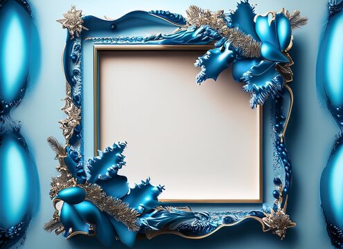 turquoise frame with christmas decoration 