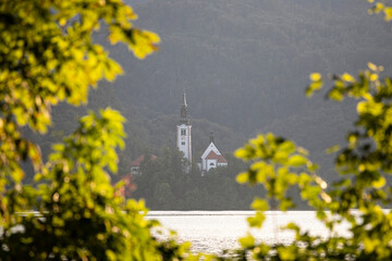 Famous alpine Bled lake (Blejsko jezero) in Slovenia