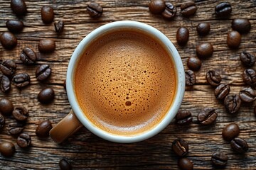 Invigorating Cup Shot on woody background JPG AI generated