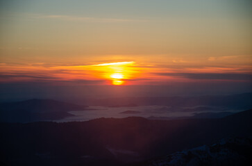 sunset over the mountains