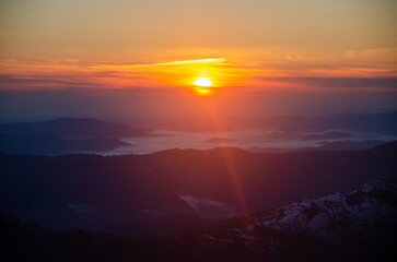 sunset over the mountains