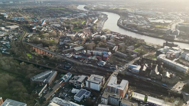 Newcastle upon Tyne is a university city on the River Tyne in northeast England