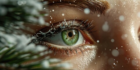 A detailed close-up of a person's green eye. Perfect for eye care articles or beauty-themed designs
