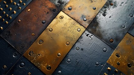 A detailed view of a metal surface with visible rivets. Perfect for industrial or mechanical themes