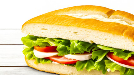 Sandwich on white. Appetizing tasty Sandwich close up
