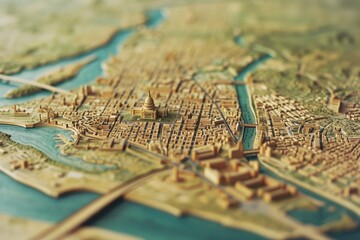 Naklejka premium A detailed close-up of a model representing a city. Perfect for architectural projects or urban planning presentations