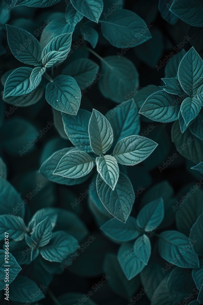 Poster a detailed close-up image of a plant showcasing its vibrant green leaves. perfect for nature enthusi