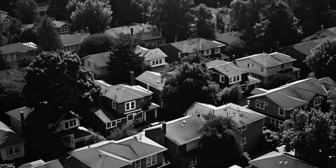A black and white photo capturing the essence of a neighborhood. Can be used for various purposes