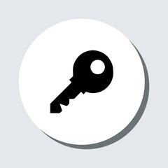 Key icon vector. Key sign symbol in trendy flat style. Key vector icon illustration in circle isolated on gray background