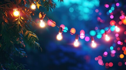 night summer party advertisment background with copy space