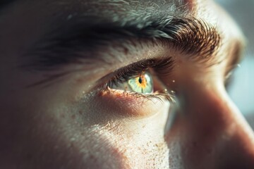 A close-up view of a person's eye. This image captures the intricate details and unique beauty of the eye. Perfect for illustrating concepts related to vision, human anatomy, or emotions.