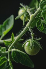 A detailed view of a tomato plant with lush green leaves. Ideal for gardening, agriculture, or plant-related projects