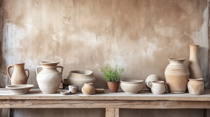 pottery background with copy space
