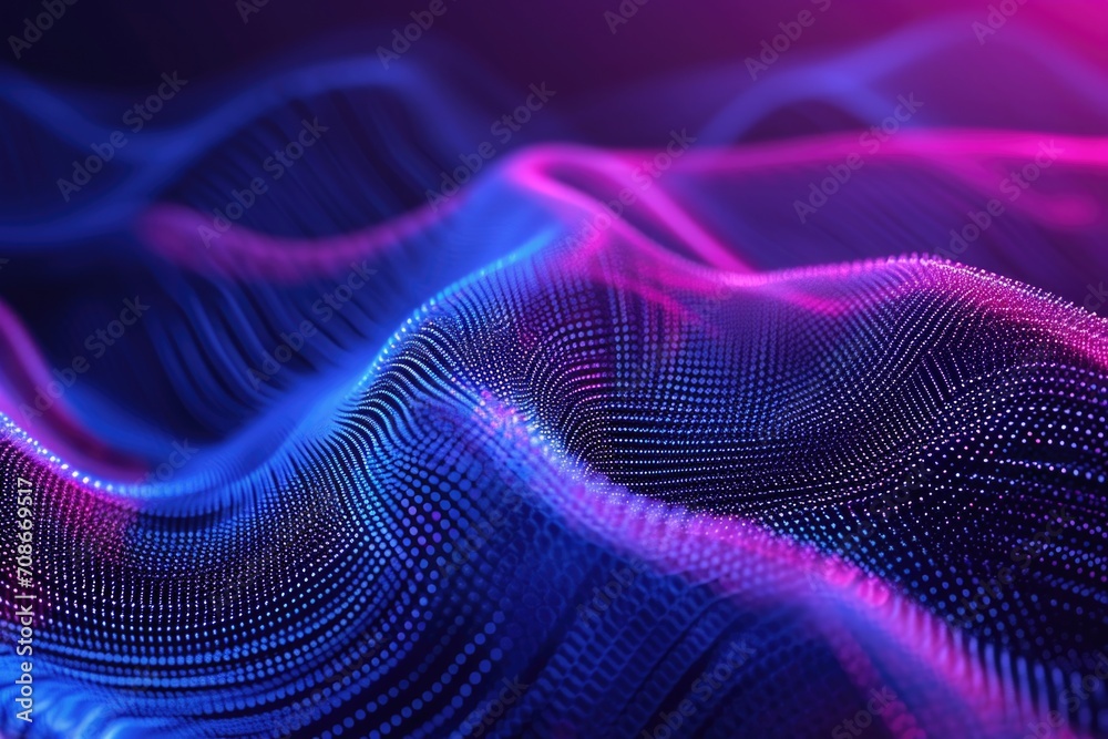 Poster A close-up view of a vibrant blue and pink wave. Perfect for use in abstract designs or as a background element
