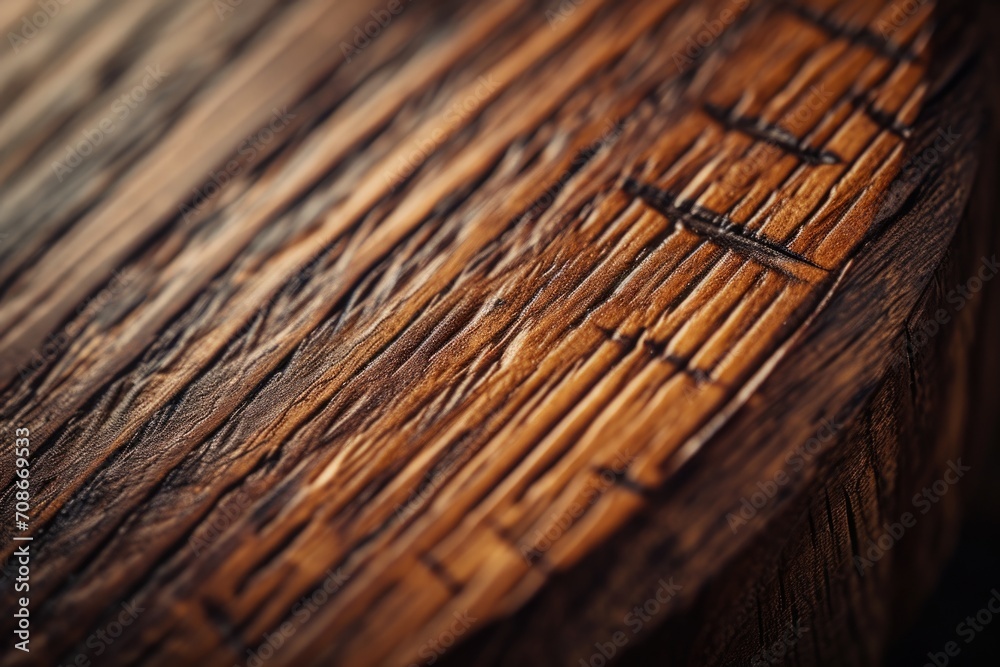 Aufkleber a detailed close-up of a piece of wood resting on a table. this image can be used to depict natural 