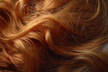A close-up view of the vibrant red hair of a woman. This image can be used for various haircare or beauty-related concepts